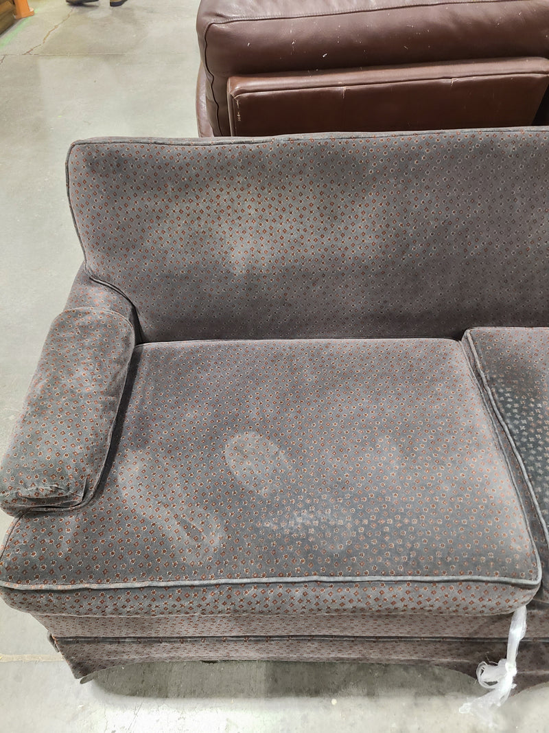 Vintage Patterned Velvet Sofa Bed – Charcoal & Rust Geometric