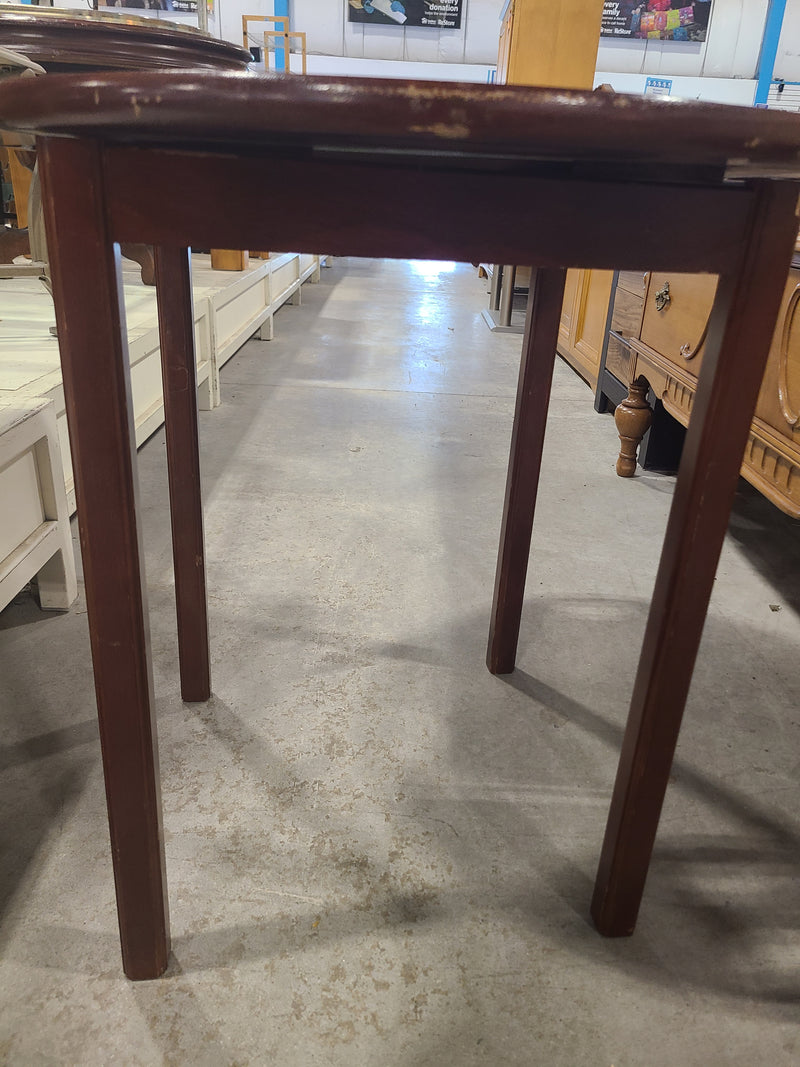Vintage Butler’s Tray Style Round Side Table with Folding Drop Leaves