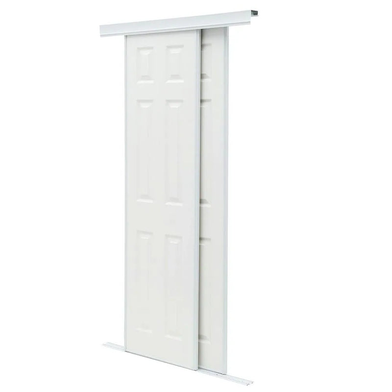 TRUPORTE 72" x 80" 6-Panel White Steel Bypass Closet Doors