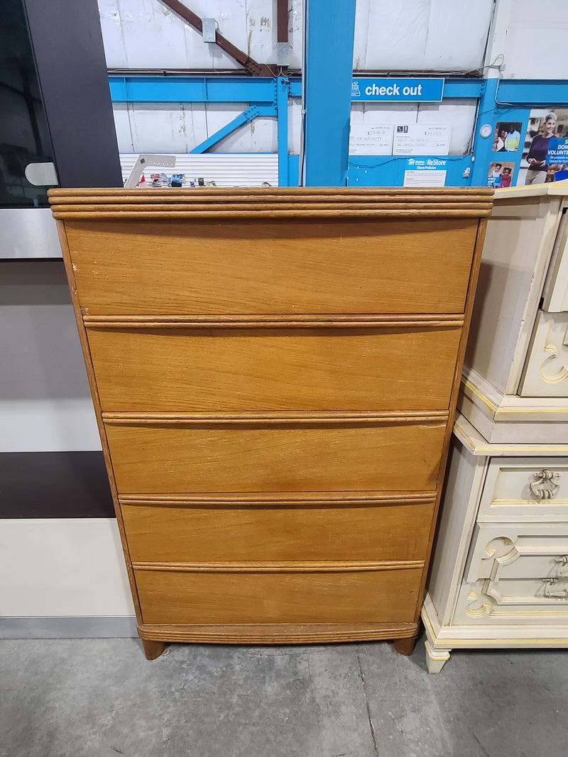 Mid-Century Modern 5-Drawer Wooden Tallboy Dresser / Chest of Drawers