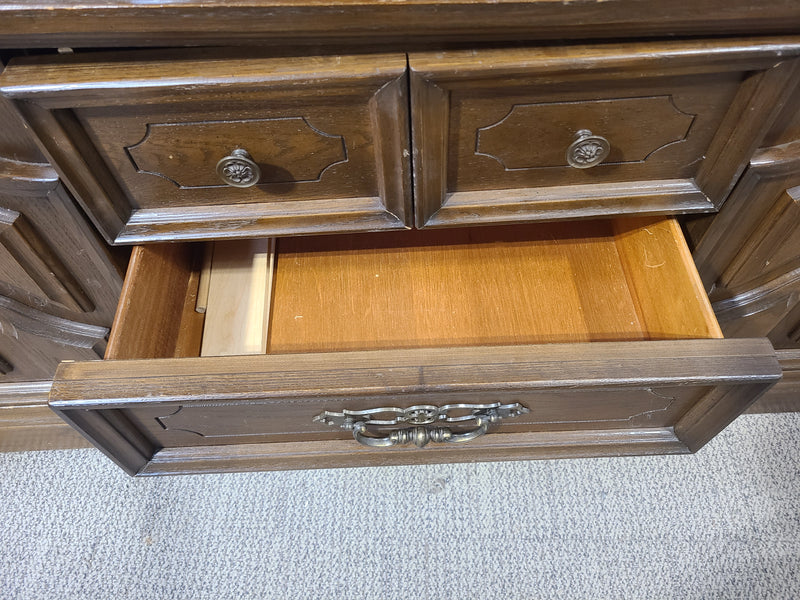 Vintage Two-Piece Wooden Hutch and Buffet Cabinet