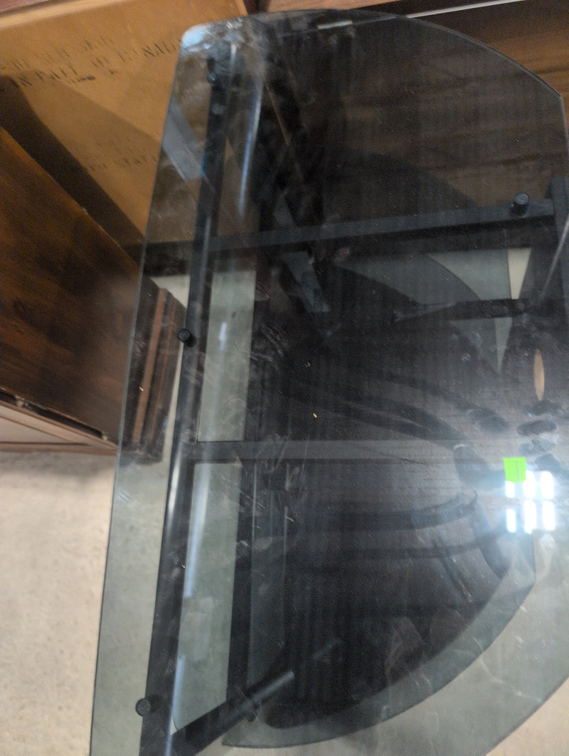 Corliving FP-3000 Midnight Black TV Stand with Glass Shelves