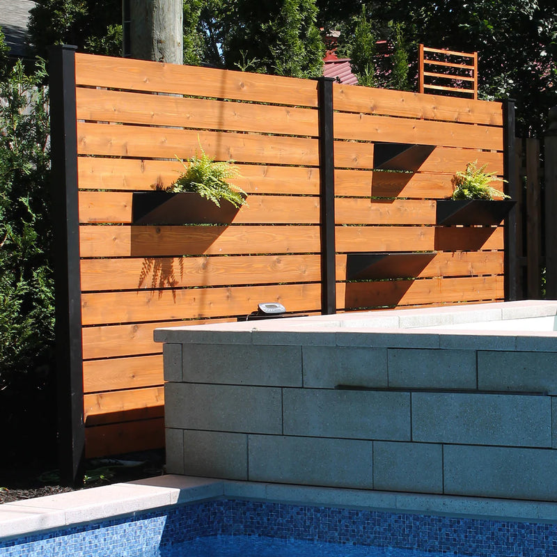 HOFT 8 ft. Black Aluminum In-Ground Privacy Fence End Post Kit