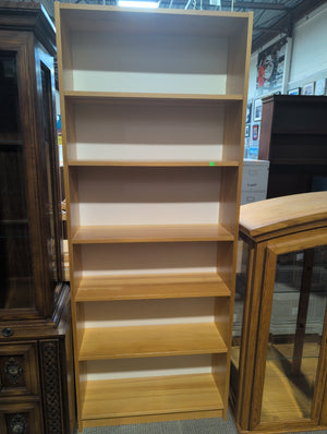 Tall 6-Tier Light Brown Bookshelf with White Backing