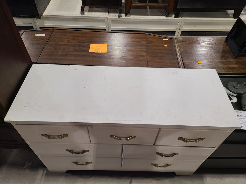 Vintage Style White 7-Drawer Dresser with Brass Hardware