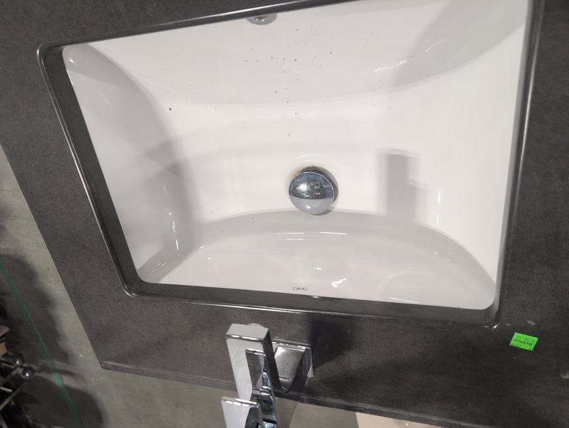 White Bathroom Vanity with Double Sink and Sparkly Handles