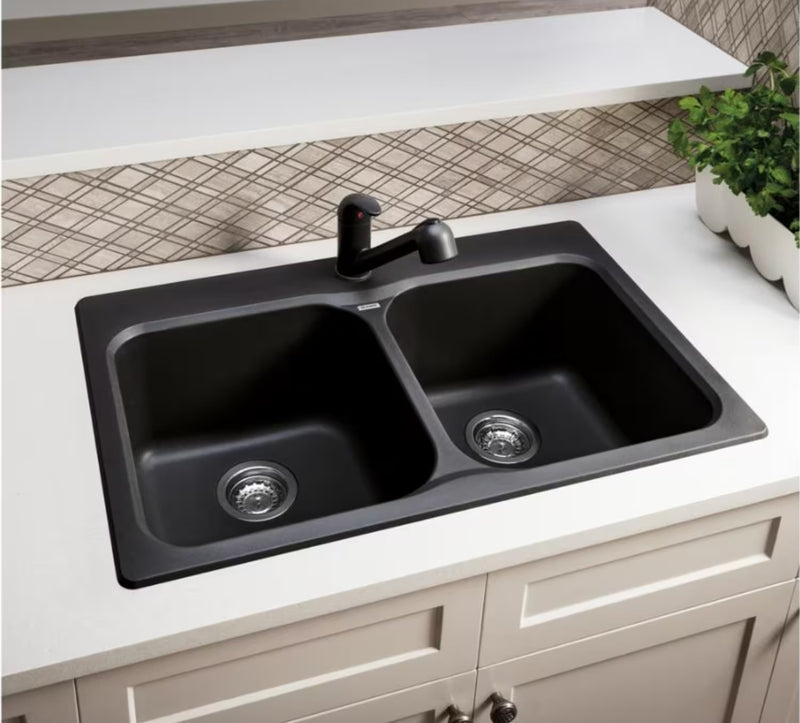 Blanco Vision™ 210 SILGRANIT® Double Bowl Kitchen Sink – Coal Black