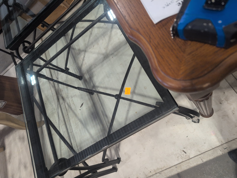 Metal Side Table with Glass Top