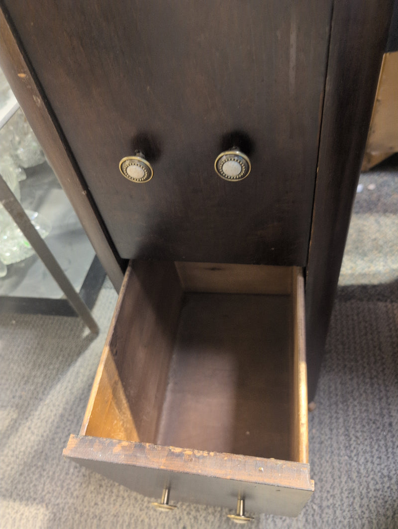 Dark Brown Office Desk with Wheels and Storage