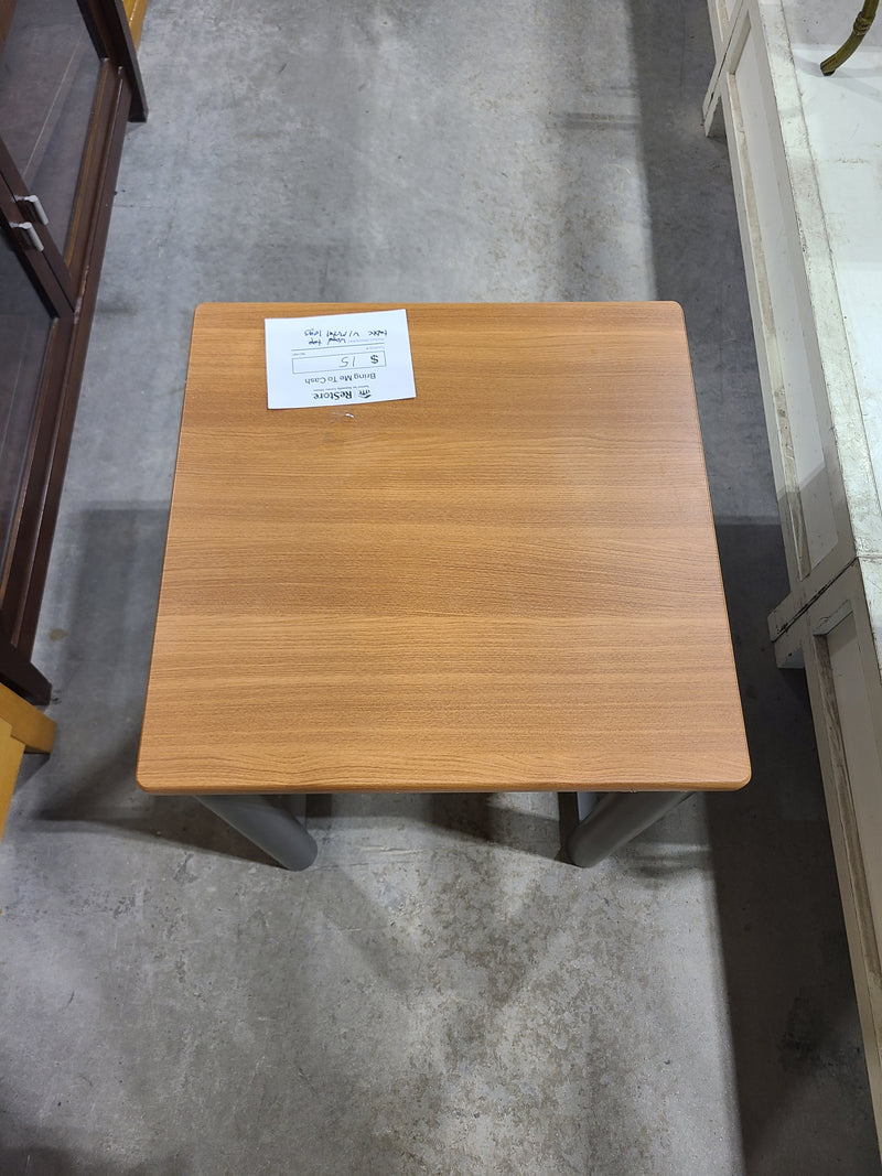 Modern Wood-Top Side Table with Metal Legs