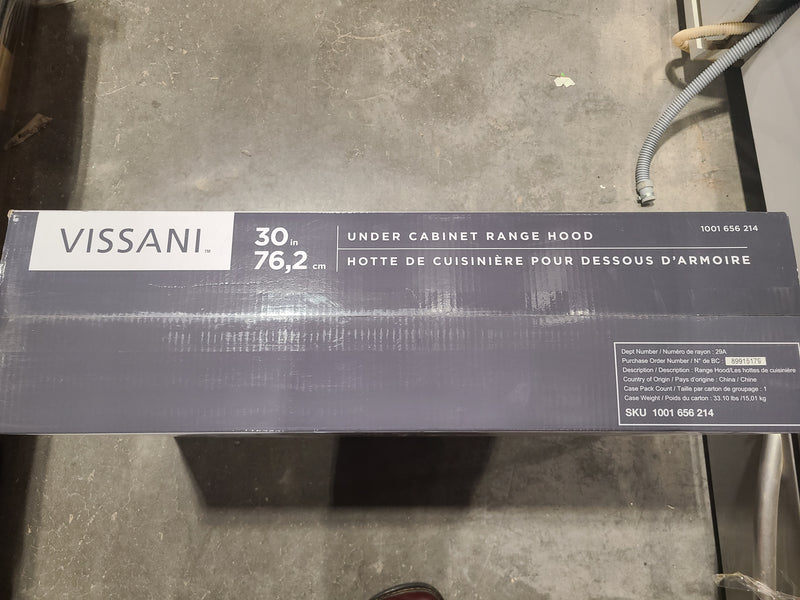Vissani 30-Inch Stainless Steel Under-Cabinet Range Hood