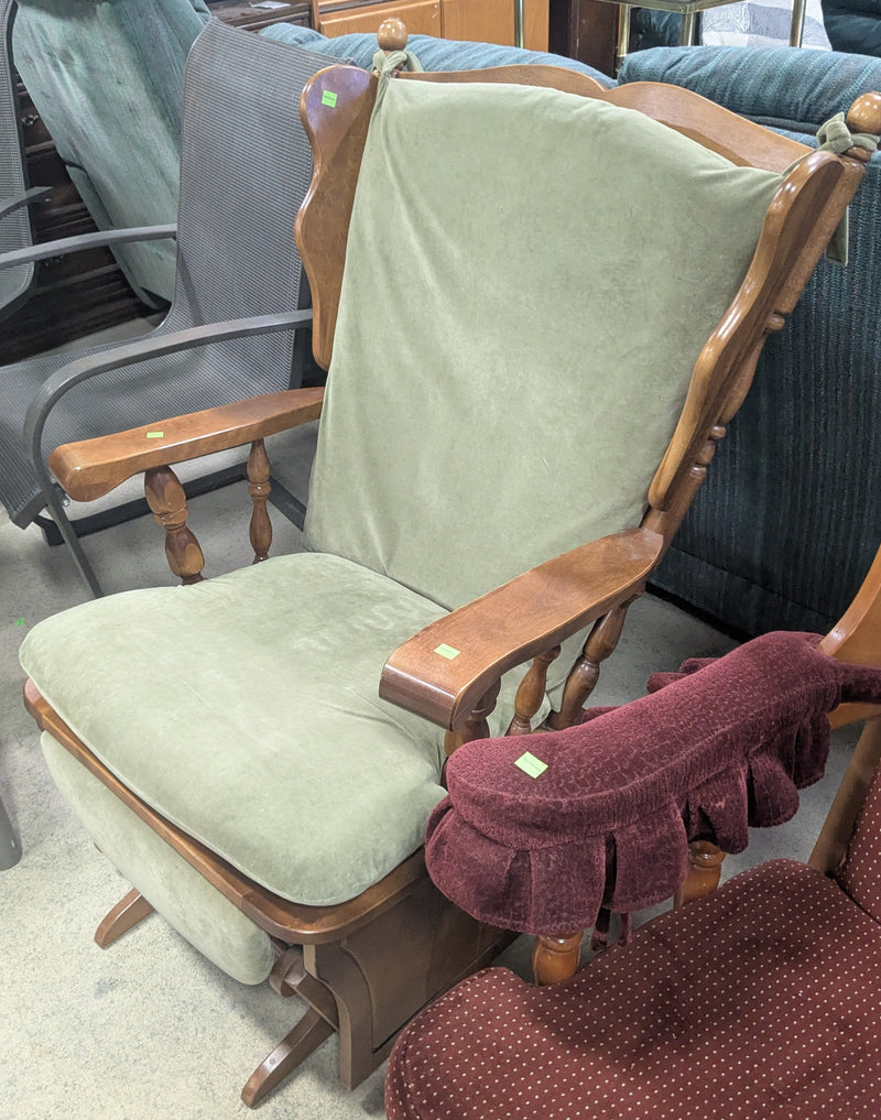Antique Green Rocking Chair with Pull Out Footrest