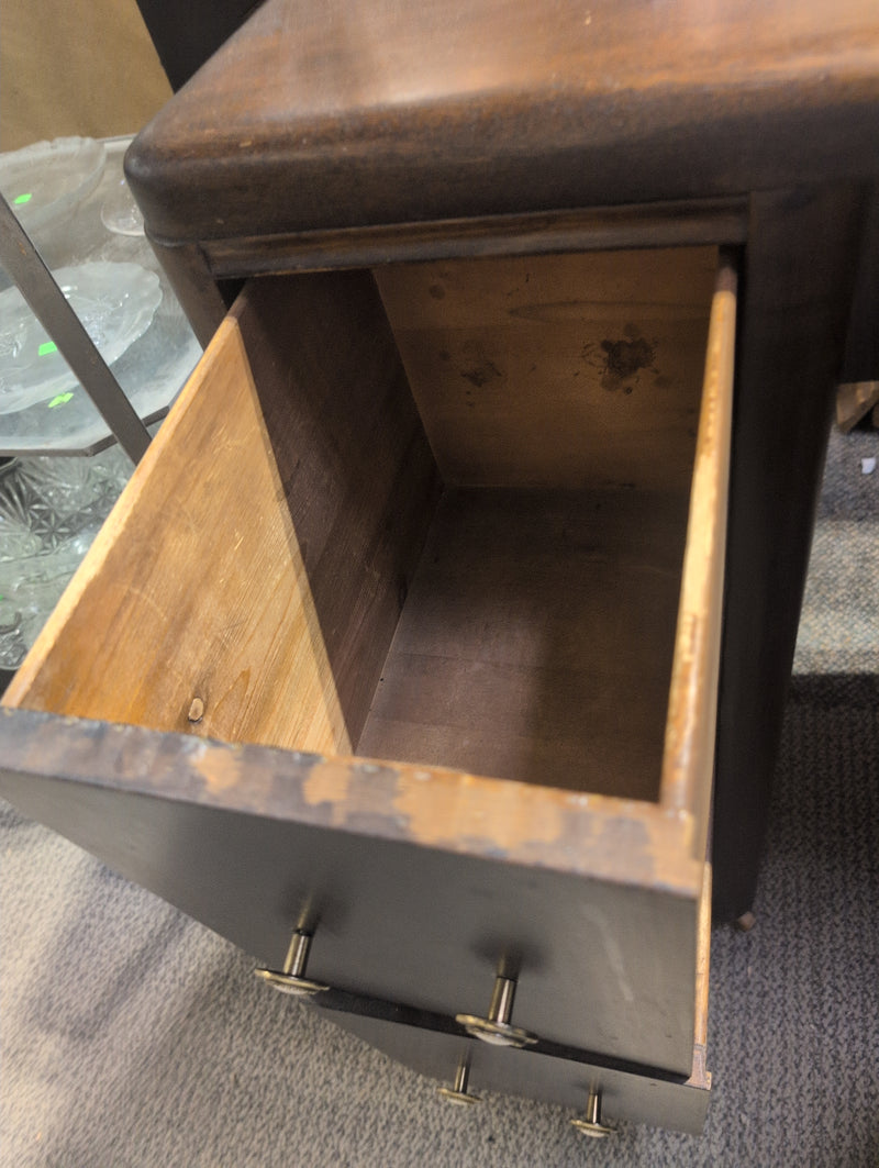 Dark Brown Office Desk with Wheels and Storage