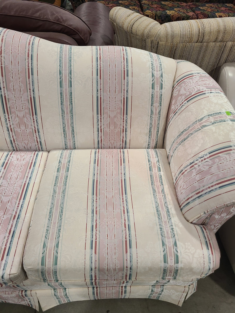 Traditional Floral Striped Camelback Sofa
