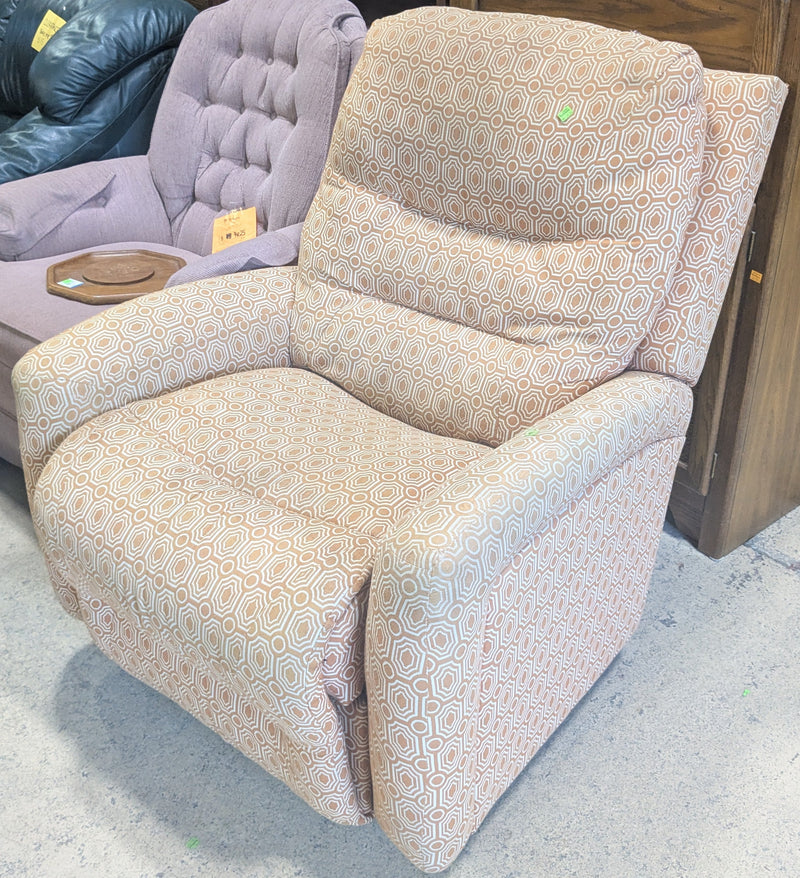 Orange Geometric Patterned Recliner