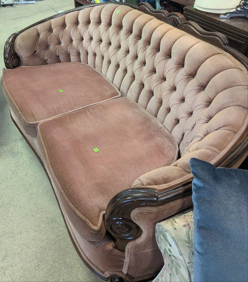 Antique Soft Pink Curved Loveseat