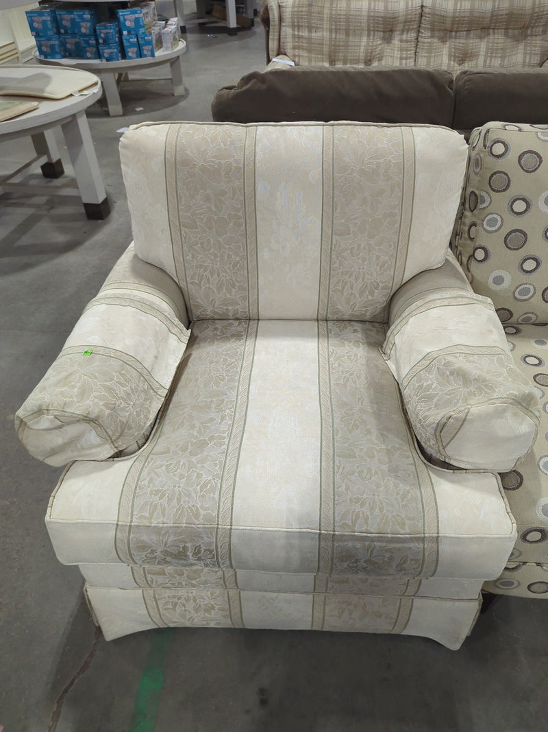 Upholstered Armchair in Cream & Beige