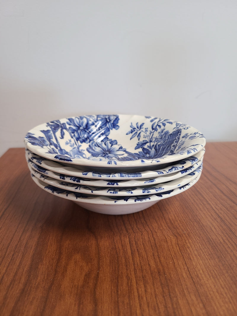 Vintage Royal Crownford Burleigh "Charlotte" Blue & White 14-Piece Dinnerware Set