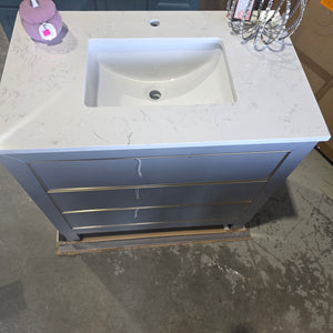 Grey and Gold Vanity with Artificial Marble Top