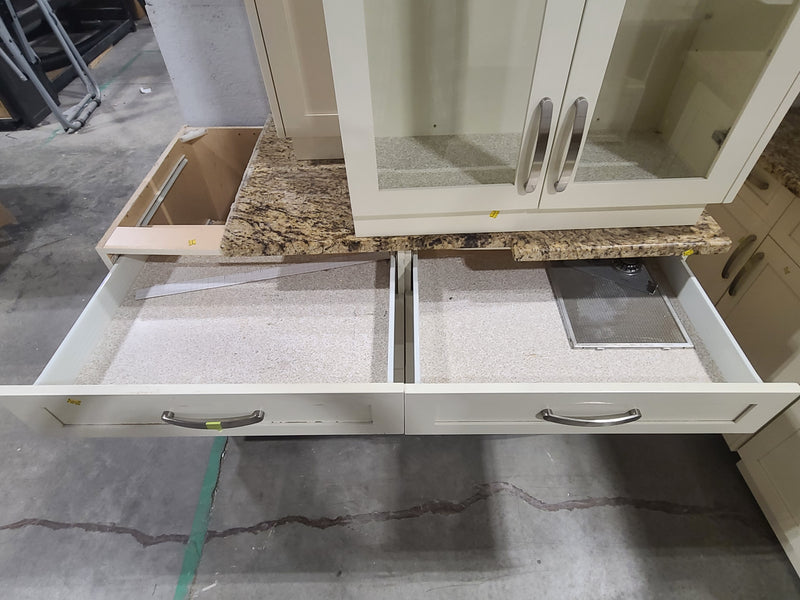 Elegant White Raised-Panel Full Kitchen Cabinet Set