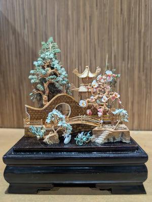 Vintage Chinese Hand-Carved Cork Miniature Diorama
