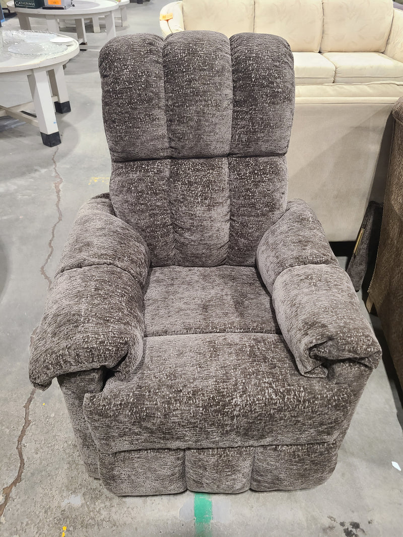 Plush Grey Fabric Swivel Rocker Recliner