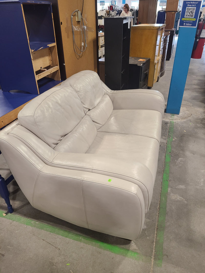 Modern Off-White Leather Loveseat