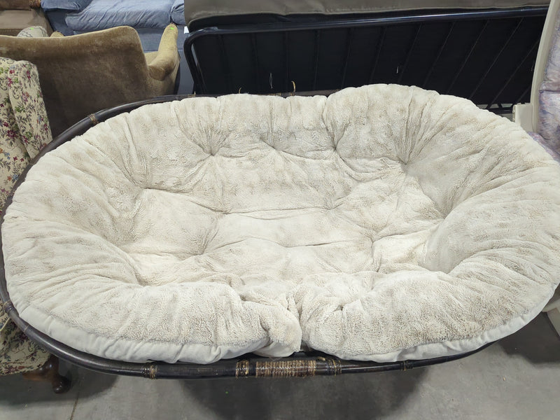 Dark Brown Wicker Papasan Loveseat Chair