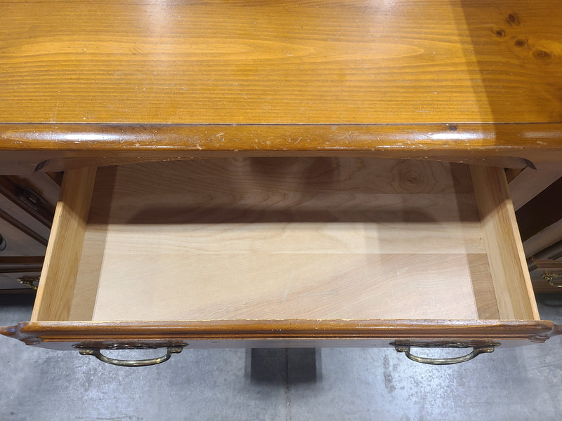 Vintage Floral-Inlaid Wood Credenza Dresser – Warm Honey Finish