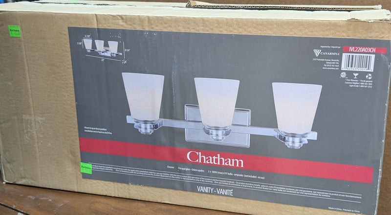 Chatham Chrome 3-Light Bathroom Vanity Light