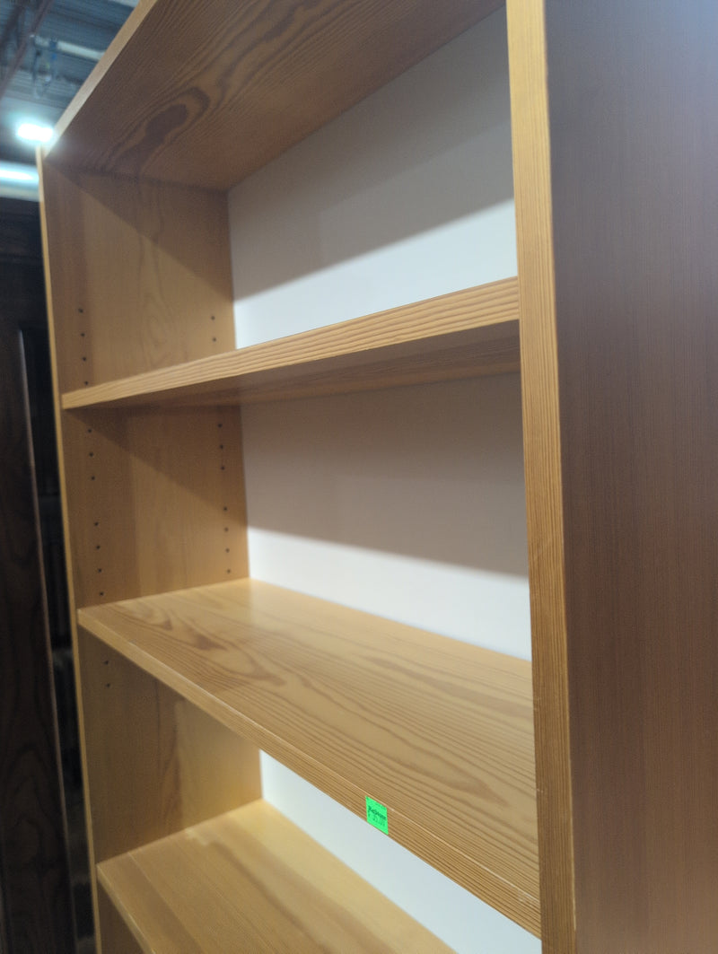 Tall 6-Tier Light Brown Bookshelf with White Backing