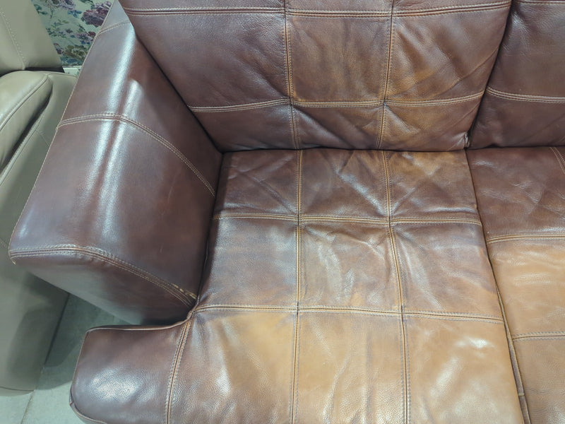 Brown Leather 2-Seater Sofa