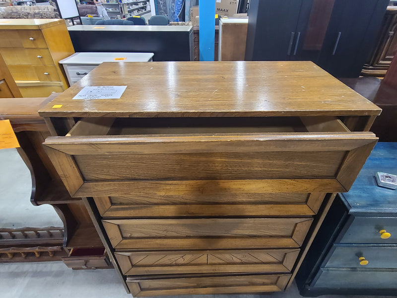 Vintage Mid-Century Modern Style 5-Drawer Tallboy Dresser