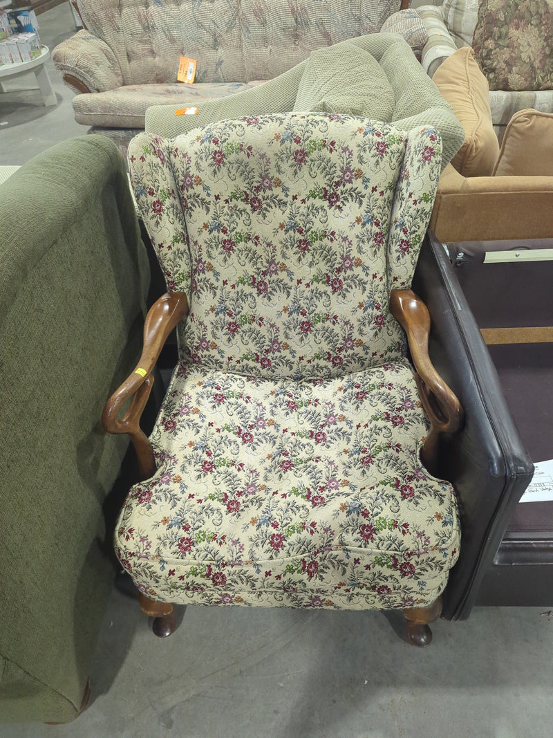 Biege Floral Vintage Armchair