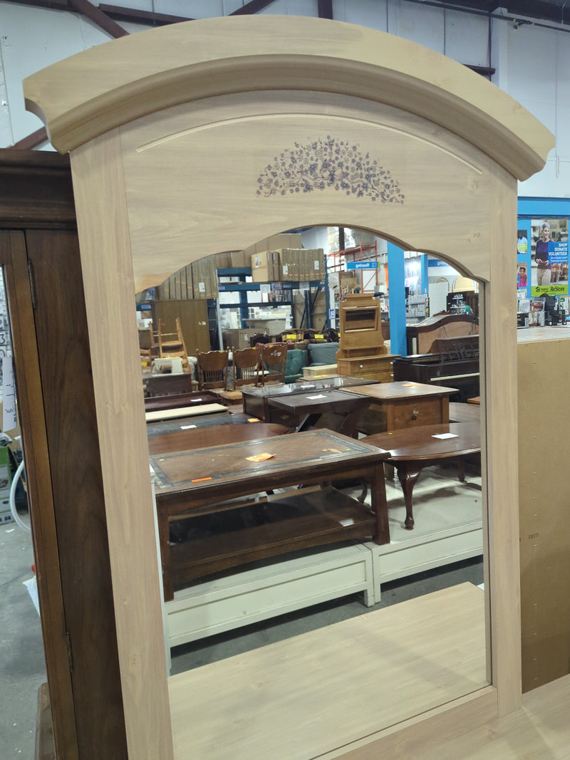 Light Wood Double Dresser with Floral Stencil Design