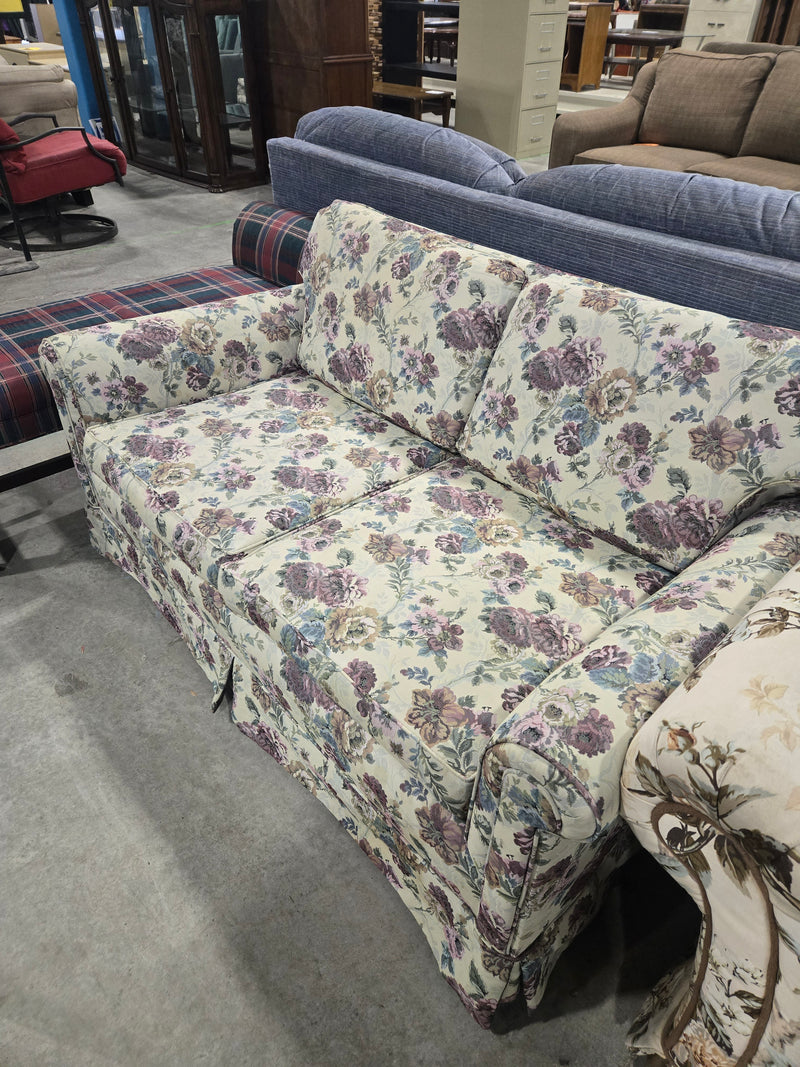 Vintage Floral Print Upholstered Loveseat
