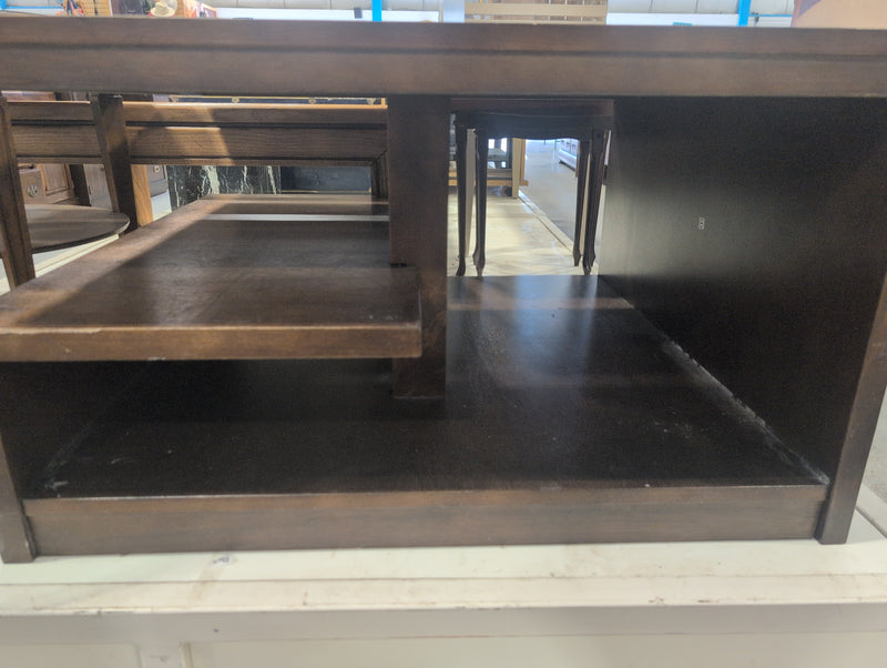 Square Wood Coffee Table with Internal Shelves