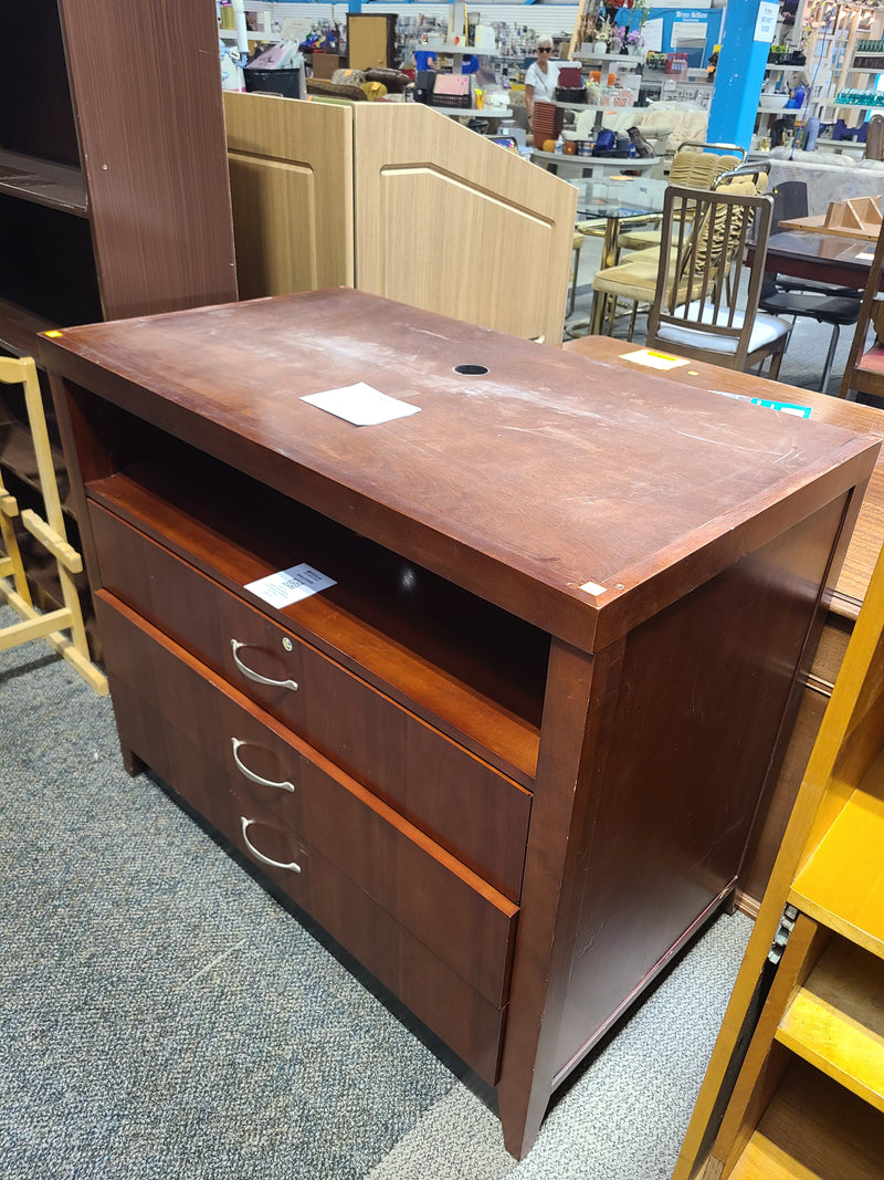 Classic Brown Wood TV Stand with Storage Drawers