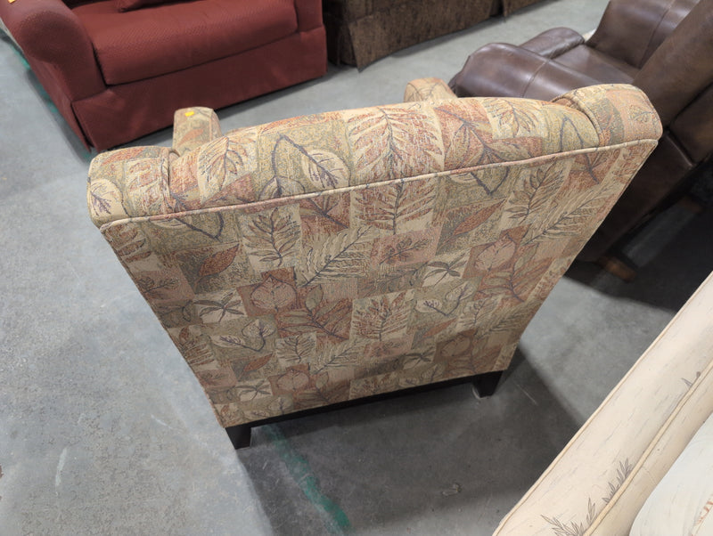 Tan Armchair with Designs of Leaves