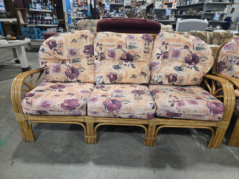 Vogel Rattan Floral Print 3-Seater Sofa