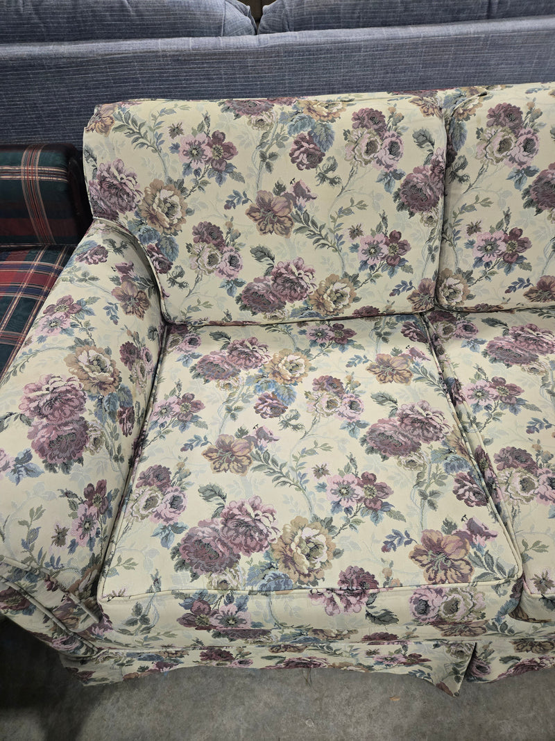 Vintage Floral Print Upholstered Loveseat