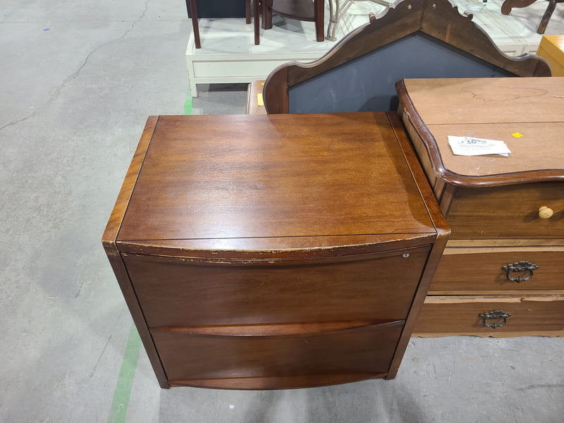 2-Drawer Wooden Lateral File Cabinet with Key Lock - Cherry Finish