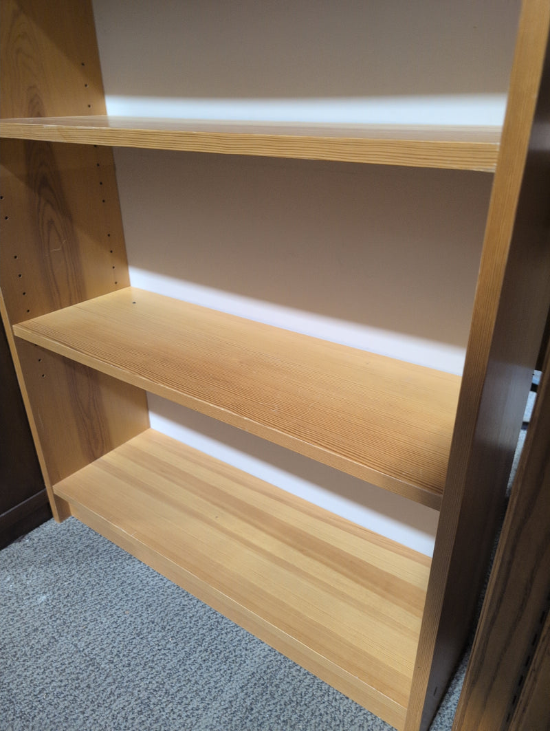 Tall 6-Tier Light Brown Bookshelf with White Backing