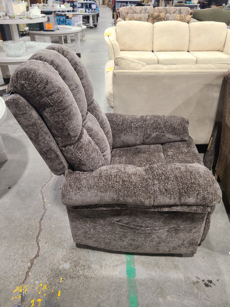 Plush Grey Fabric Swivel Rocker Recliner