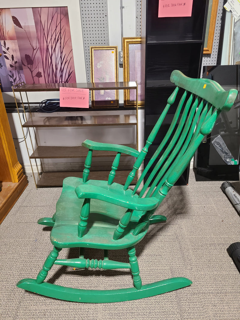 Charming Green Painted Wooden Rocking Chair