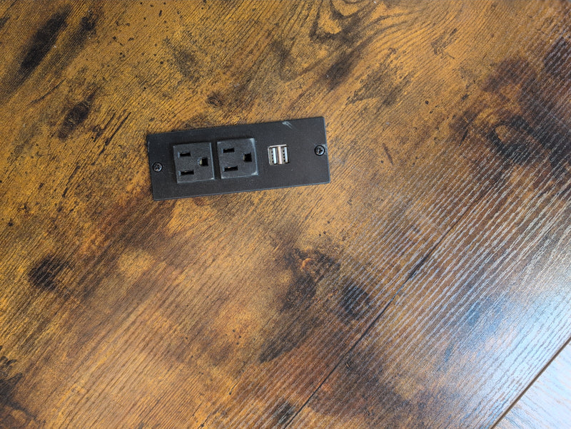 Corner Desk with Power Outlets,  USB Connectors, and Pull Out Keyboard Tray