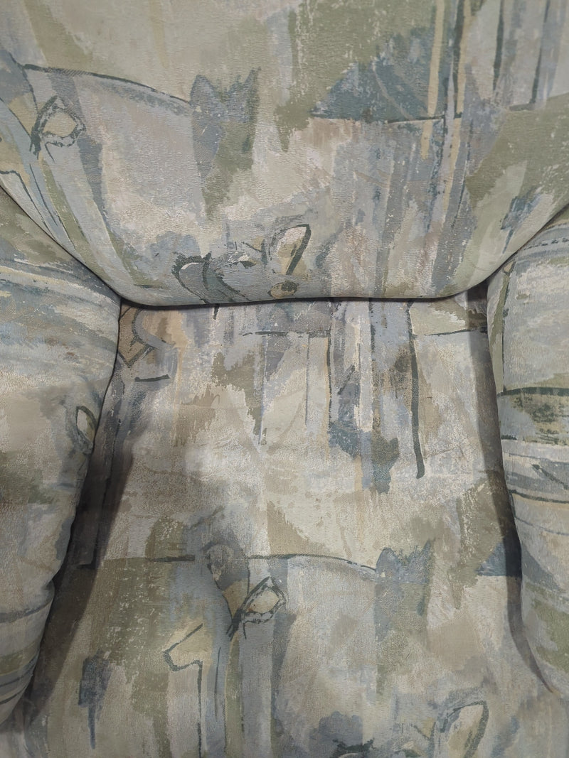 Vintage Overstuffed Floral Abstract Armchair