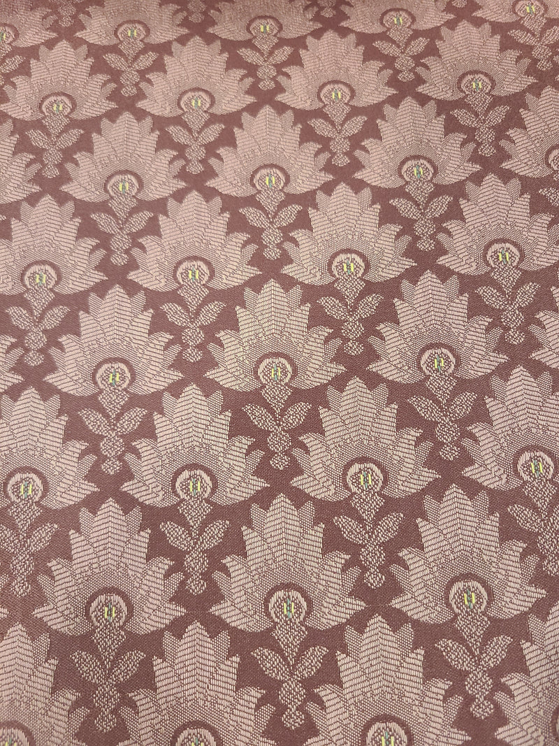 Victorian Elegance: Dusty Rose Jacquard High-Back Wingback Armchair