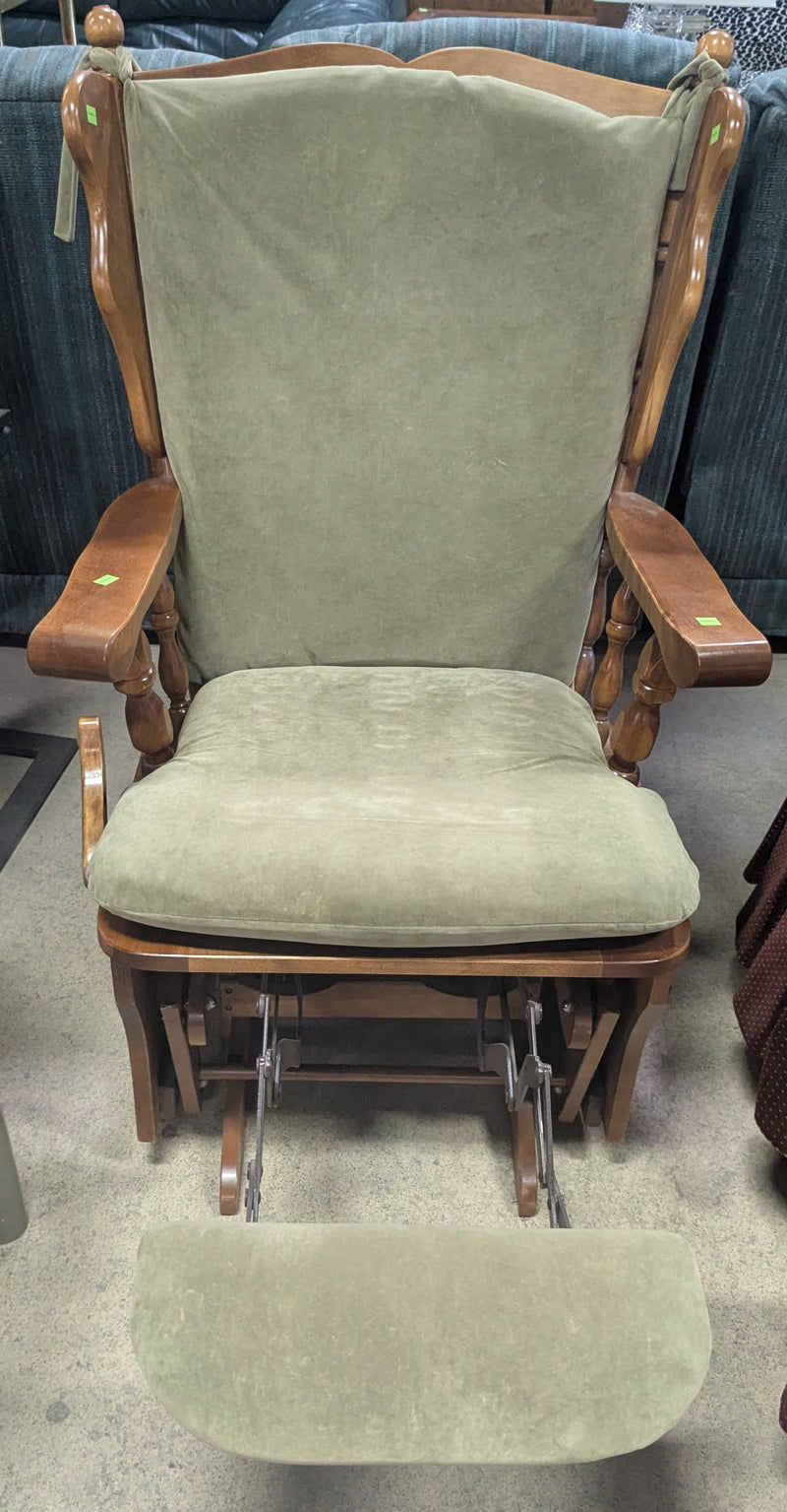 Antique Green Rocking Chair with Pull Out Footrest