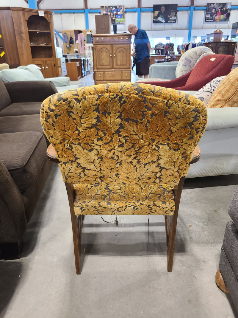 Vintage Gold Floral Velvet Armchair